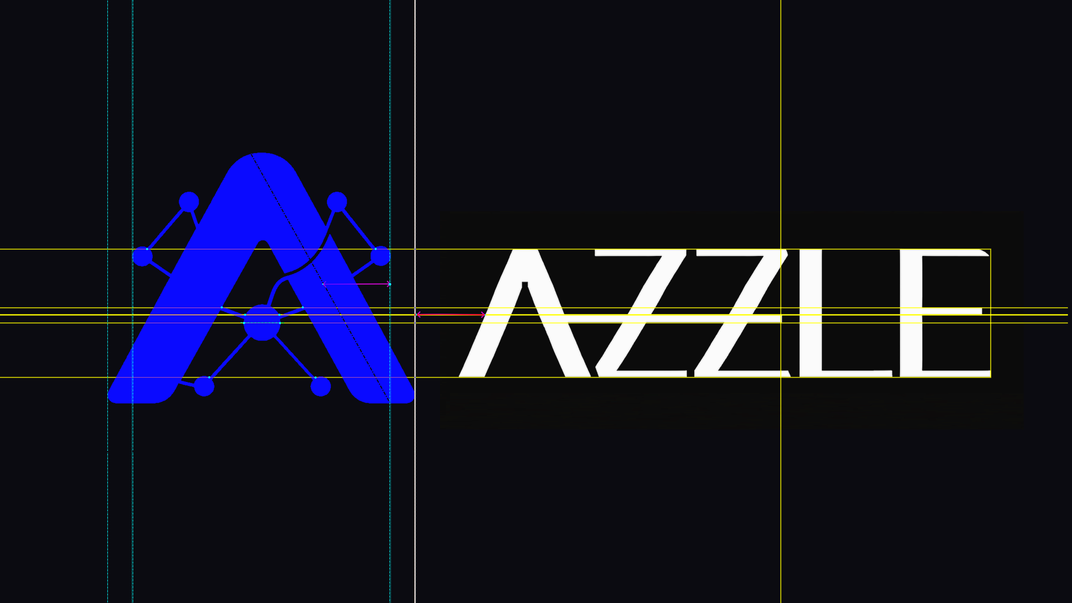 AZZLE logo construction with alignment and spacing guides